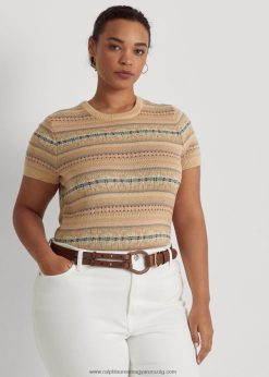 fair isle rövid ujjú pulóver 2680484652 nők Ralph Lauren tan multi