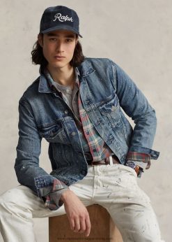 festék-fröccsös farmer kamionos kabát 268048105 férfiak Ralph Lauren rodwell