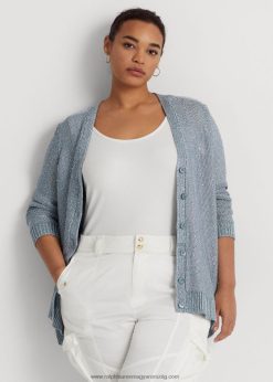 flitteres lenkeverék kardigán 2680484599 nők Ralph Lauren indigó óceán multi