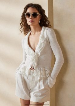 fodros szegélyű kardigán pulóver 2680489271 nők Ralph Lauren lux krém