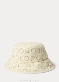 fűzőlyukkal hímzett logós vödörsapka 2680489734 nők Ralph Lauren krém