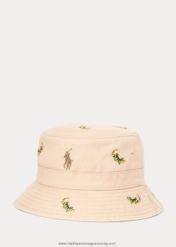 gekkó hímzésű twill vödör sapka 2680482521 férfiak Ralph Lauren szüreti khaki