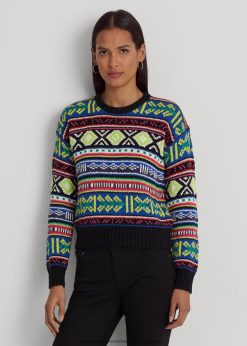 geomotívumú pamutvászon nyakú pulóver 2680483920 nők Ralph Lauren több