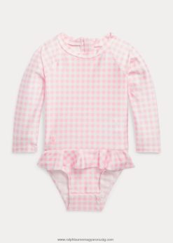 gingham fodros egyrészes kiütésvédő 2680487949 baba Ralph Lauren karmel rózsaszín