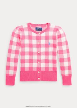 gingham pamut kardigán 2680489966 gyerekek Ralph Lauren finom rózsaszín
