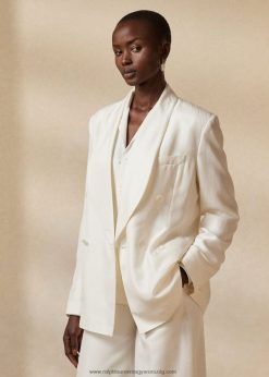 gregory selyem shantung szmokingkabát 2680483516 nők Ralph Lauren törtfehér