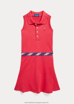 grosgrain-szegélyű stretch hálós pólóruha 2680486861 gyerekek Ralph Lauren jobboldali piros