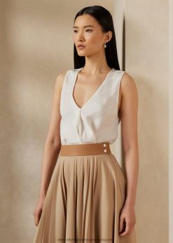 gwinnett mosott szatén blúz 2680489266 nők Ralph Lauren lux krém