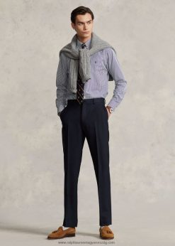 gyapjú oxford öltöny nadrág 268048571 férfiak Ralph Lauren haditengerészet