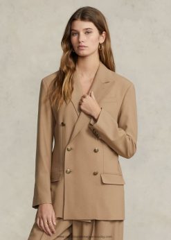 gyapjúkeverék kétsoros blézer 2680489176 nők Ralph Lauren teve