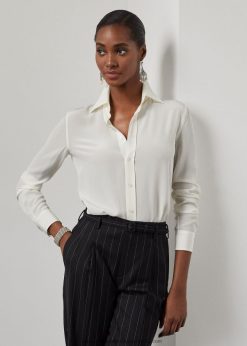 hailey eperfa selyem krepp ing 2680483440 nők Ralph Lauren törtfehér