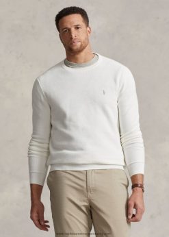 hálós kötésű pamut pulóver 2680481894 férfiak Ralph Lauren fedélzetmosó fehér