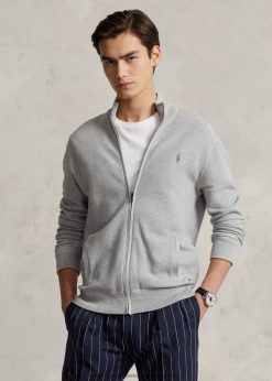 hálós kötött pamut teljes cipzáras pulóver 268048841 férfiak Ralph Lauren és hanga fölött