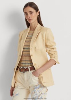 halszálkás vászonblézer 2680484041 nők Ralph Lauren szüreti krém