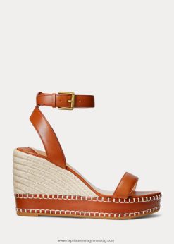 hilarie bőr espadrille 2680485045 nők Ralph Lauren mély nyeregbarna