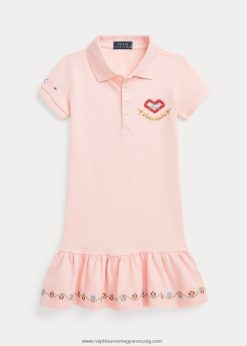 hímzett hálós pólóruha 2680487404 gyerekek Ralph Lauren rózsaszín homok