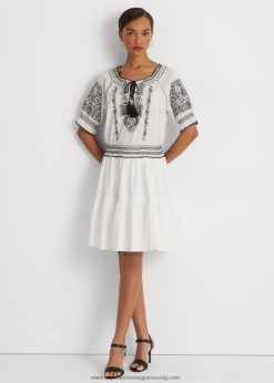 hímzett pamut voile ruha 2680483890 nők Ralph Lauren fehér fekete