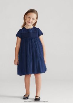 hímzett tüll a vonalú ruha 2680486782 gyerekek Ralph Lauren kifinomult haditengerészet