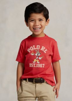 holdújévi pamut jersey póló 2680486437 gyerekek Ralph Lauren post piros