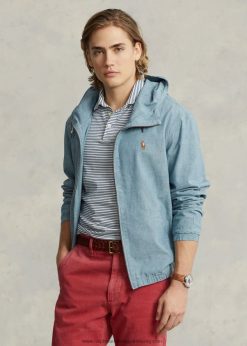 indigó chambray kapucnis kabát 268048806 férfiak Ralph Lauren chambray