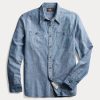 indigó chambray munkaing 2680481729 férfiak Ralph Lauren öblítés