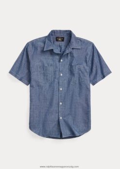 indigó chambray tábori ing 2680481712 férfiak Ralph Lauren öblítő mosás