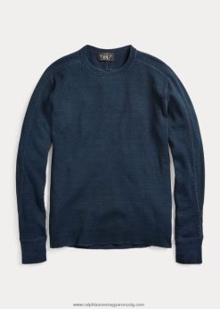 indigó, jacquard-kötésű, legény nyakú 2680481728 férfiak Ralph Lauren leöblített kék