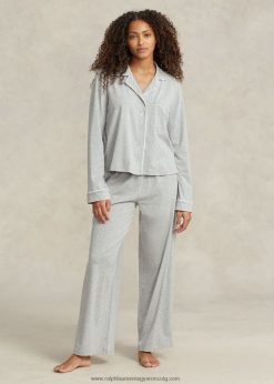 jersey hosszú ujjú pizsama szett 2680482895 nők Ralph Lauren hanga szürke