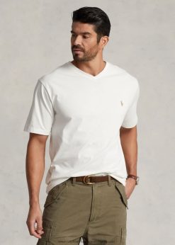 jersey V-nyakú póló 2680481847 férfiak Ralph Lauren fedélzetmosó fehér