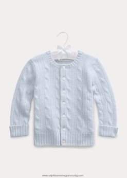 kábel kötésű kasmír kardigán 2680488003 baba Ralph Lauren gyöngyház kék