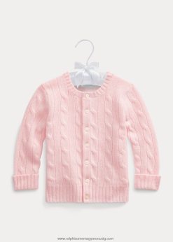 kábel kötésű kasmír kardigán 2680488004 baba Ralph Lauren reggel rózsaszín