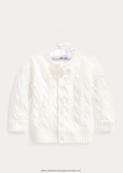 kábel kötésű kasmír kardigán 2680488005 baba Ralph Lauren meleg fehér