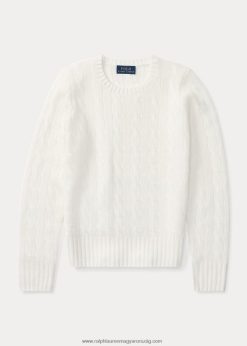 kábel kötésű kasmír pulóver 2680487193 gyerekek Ralph Lauren meleg fehér