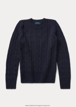 kábel kötésű kasmír pulóver 2680487203 gyerekek Ralph Lauren kifinomult haditengerészet