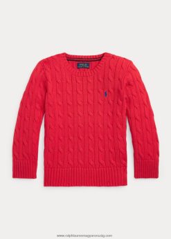 kábel kötésű pamut pulóver 2680486421 gyerekek Ralph Lauren jobboldali piros