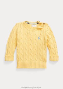 kábel kötésű pamut pulóver 2680488314 baba Ralph Lauren kukorica sárga