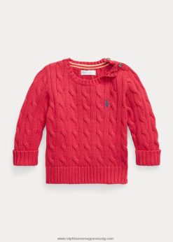 kábel kötésű pamut pulóver 2680488315 baba Ralph Lauren jobboldali piros