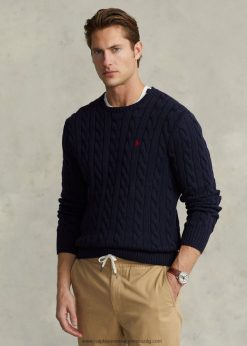 kábel kötésű pamut pulóver 2680488410 férfiak Ralph Lauren vadásztengerészet