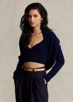 kábel-kötött gyapjú-kasmír vállrándítás 2680483103 nők Ralph Lauren haditengerészet