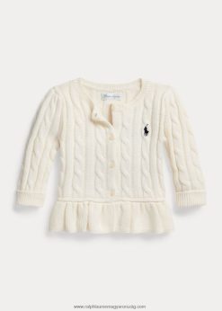 kábel pamut peplum kardigán 26804810036 baba Ralph Lauren klubházi krém