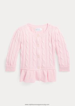 kábel pamut peplum kardigán 2680487992 baba Ralph Lauren csipetnyi rózsaszín