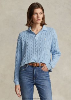 kábel pamut póló 2680483174 nők Ralph Lauren kobalt kék