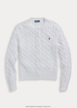 kábelkötésű pamut nyakú kardigán 2680489182 nők Ralph Lauren forró fukszia