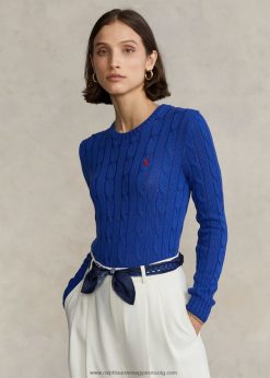 kábelkötésű pamut nyakú pulóver 2680482881 nők Ralph Lauren rögbi királyi