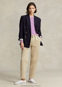 kábelkötésű pamut nyakú pulóver 2680489093 nők Ralph Lauren puha lila