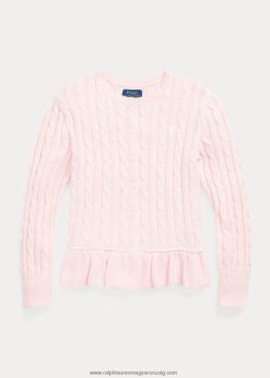 kábelkötésű pamut peplum kardigán 2680487553 gyerekek Ralph Lauren csipetnyi rózsaszín