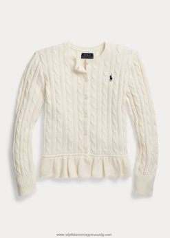 kábelkötésű pamut peplum kardigán 2680489999 gyerekek Ralph Lauren clubhouse crm w/refined