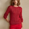 kábelkötésű selyem nyakú pulóver 2680483483 nők Ralph Lauren rúzs