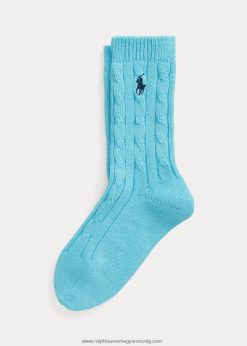 kábelkötött pamutkeverék legénységi zokni 2680489727 nők Ralph Lauren kék