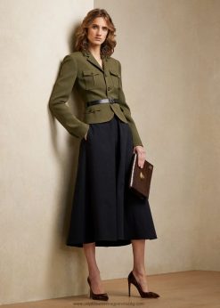 kamille gyapjú-selyem kabát 2680489300 nők Ralph Lauren olajbogyó